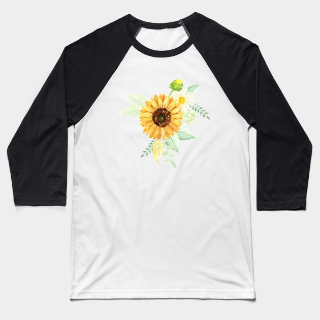 Sunflowers and Daisies Bouquets | Watercolor | Art | Pattern Baseball T-Shirt by Harpleydesign